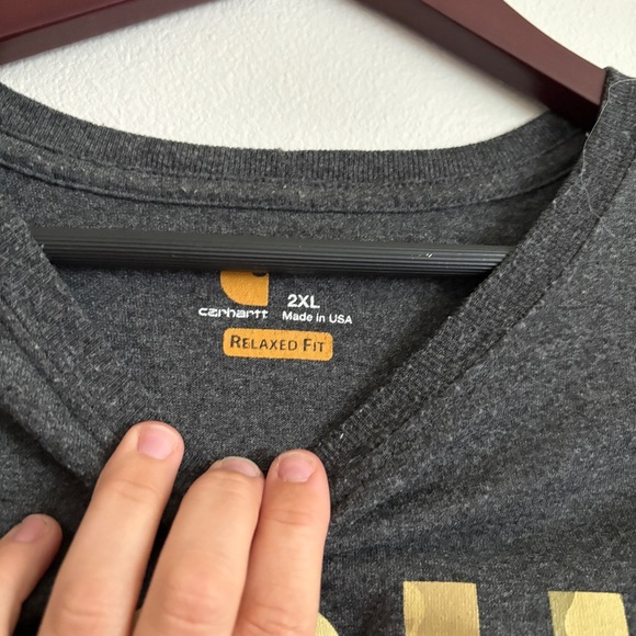 Carhartt T Shirt Mens 2XL Gray Short Sleeve Relaxed Fit Built to Last USA Flag - Picture 6 of 8